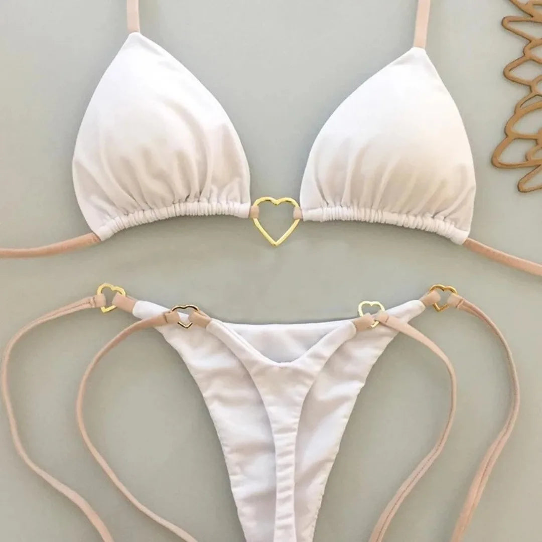 White Lace-Up Bikini Set