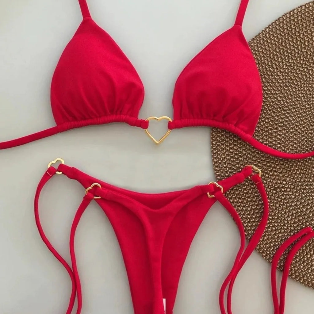 White Lace-Up Bikini Set